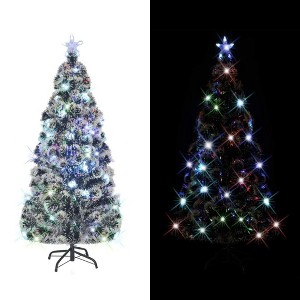 vidaXL 6-ft Artificial Christmas Tree with Stand/LED Light Unit, Realistic Fiberglass Material - 1 of 4