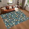 Modern Leaf Rug Machine Washable Area Rug Stain Resistant Indoor Carpet with Non-Slip Backing Low Pile Soft Foldable Floor Cover for Home Decor - 2 of 4