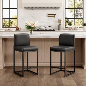 Captiva Designs 24 inch Height Bar Stool with Padded Seat and Back & Sturdy Steel Frame & Footrest - 1 of 4