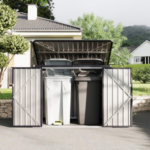 Metal Outdoor Lean to Storage Shed, Lean to Garden Shed Utility Tool Shed, Heavy-Duty Outdoor Metal Wall Side Storage Sheds - 1 of 4