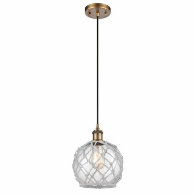 Farmhouse Rope - 1 Light Cord Hung Mini Pendant In Industrial Style-10 Inches Tall and 8 Inches Wide