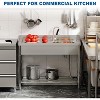 free-standing stainless steel sink with 360¡ã rotating faucet, hot/cold water supply, and storage rack for kitchens and outdoor use. - 3 of 4