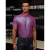 BLUEMING Mens Shirt Short Sleeve Polo Vintage Sequin Metallic 70s Outfits Party Costume Top - 2 of 4