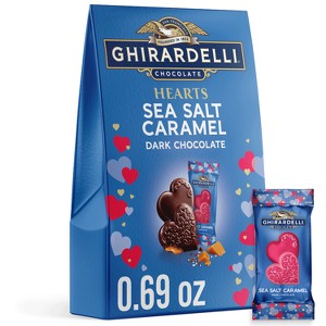 Ghirardelli Valentine's Sea Salt Caramel Dark Chocolate Hearts Bag - 0.69oz - 1 of 4