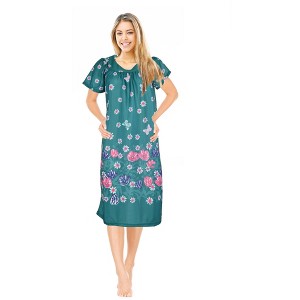 JEFFRICO Womens Nightgowns Muumuu Lounger House Dress Sleepwear Silky Soft Pajama Dress Nightshirts - 1 of 4