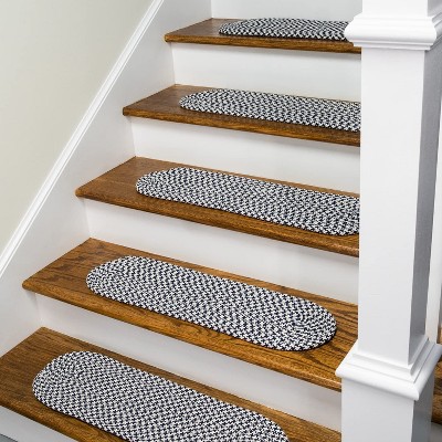 Colonial Mills Milton Houndstooth Tweed Stair Treads - Navy 8"x28" (SET 7)