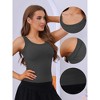 Allegra K Women's Ribbed Round Neck Sleeveless Workout Basic Slim-Fit Tank Tops - 3 of 4