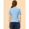 INSPIRE CHIC Women's Lace Trim Square Neck Puff Sleeve Blouse - 3 of 4