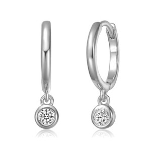 Guili White Gold Plated Lab-Created Moissanite Drop Solitaire Hoop Earrings Ð Elegant and Timeless Jewelry for Any Occasion - 1 of 2