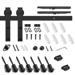 SMARTSTANDARD Interior Sliding Barn Door Hardware Kit with Soft Close, Heavy Duty Matte Black Track with J-Shape Hangers (Door Not Included) - 1 of 1