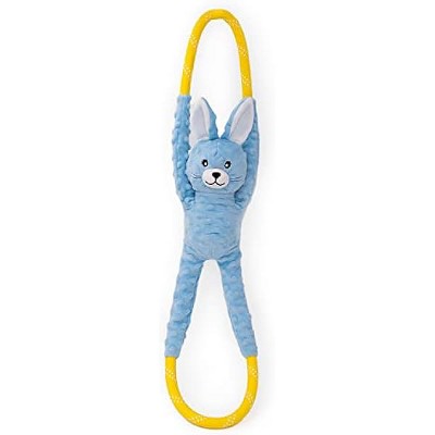 ZippyPaws - RopeTugz, Squeaky and Plush Rope Tug Dog Toy - Easter Bunny