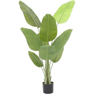 5FT Artificial Bird of Paradise Tree with PEVA Leaves and Sturdy Cement-Filled Pot, Large Faux Tropical Plant for Home, Office, Porch & Garden Decor