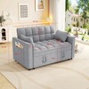 TiramisuBest Velvet Sleeper Sofa with Pull-Out Bed, Reclining Loveseat Couch with Pillows & Side Pockets – Black - 3 of 4