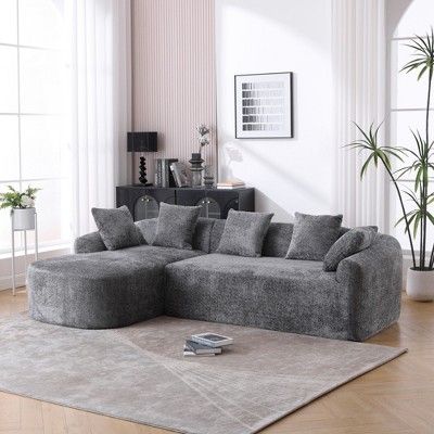 Oversized 3-Seater Boucle Sofa with Chaise for Living Room, L-Shaped Comfy Couch, Sectional Sleeper Sofa for Apartment Home Furniture
