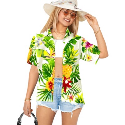 HAPPY BAY Button Down Shirt for Women Short Sleeve Hawaiian Tops Vacation Button Up Summer Beach Party Dress Shirts Colorful for Women