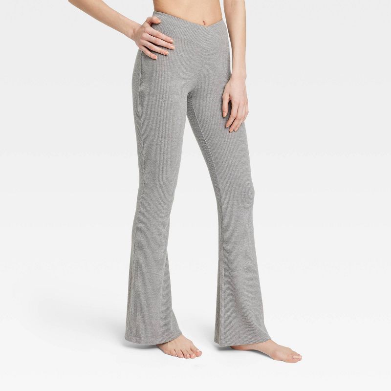 Women's Cozy Ribbed Crossover Waistband Flare Legging Pants - Colsie™, 2 of 6