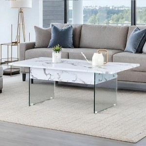 KTMBDW Wooden Coffee Table, Lift Top Coffee Table with Hidden Compartment, Lift Tabletop Dining Table with TemperedGlass Legs for Living Room - 1 of 4