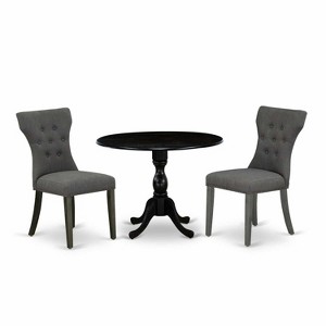 3-Piece Wire Brushed Black Solid Wood Top - Button Tufted Dining Room Set  - Seats 4 - 1 of 4