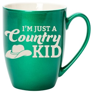 100 North Cowboy Hat 10 Ounce Emerald Green Metallic Finish, Comfortably Fits Your Hands, New Bone China Coffee Tea Cup Mug, I'm Just A Country Kid - 1 of 1