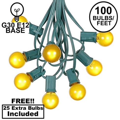 Novelty Lights 100 Feet Yellow G30 Globe Outdoor Patio String Lights ...