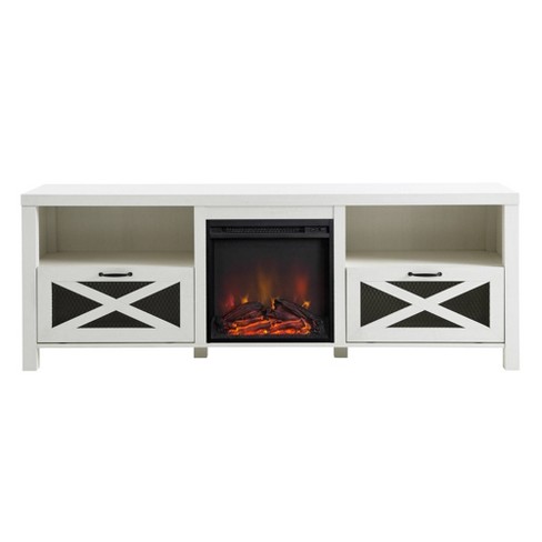 industrial tv console with fireplace