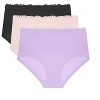 Agnes Orinda Women's Plus Size Stretch Packs Lace High Waist Comfort Briefs - 2 of 4