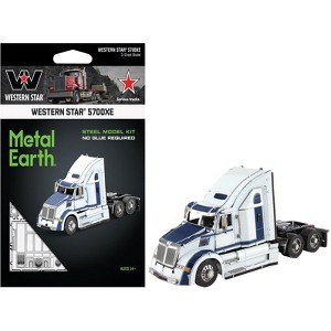 Model Kit Western Star 5700XE Phantom Truck White with Blue Stripes (Challenging Difficulty) Steel Model by Metal Earth - 1 of 4