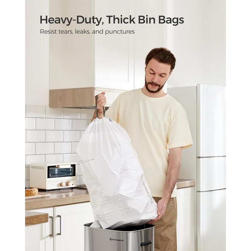 SONGMICS Trash Bags for 8-Gallon (30L) Trash Cans, Drawstring Kitchen Garbage Bags, Pre-Separated, Liner Code 30A, 2 of 9