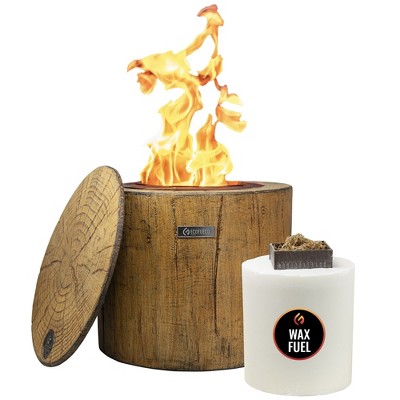 El Fuego Portable Smokeless Fire Pit with 8-Hour Starter Wax Fuel for Interval Burning – Wood Pattern