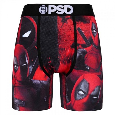 Mens Deadpool Black and Red Collage PSD Boxer Briefs