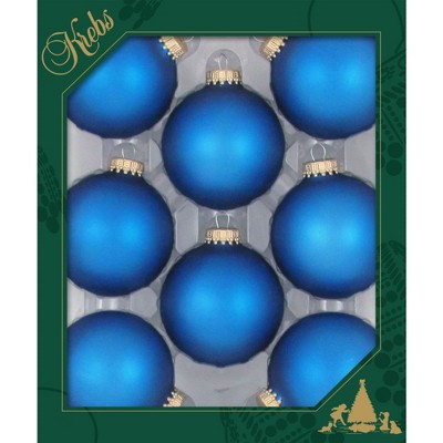 Christmas by Krebs 8ct Classic Blue Matte Glass Christmas Ball Ornaments 2.5" (67mm)