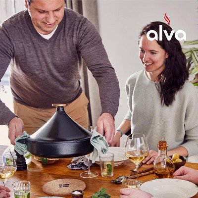 Alva Nori 11-Inch Black Enameled Cast Iron Tagine Pot
