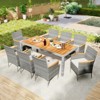 Tangkula 9 Pieces Patio PE Wicker Dining Set Outdoor Acacia Wood Table & Chairs - 2 of 4