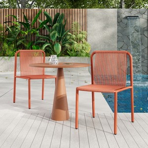 Christopher Knight Home Balfour Outdoor Modern Stackable Rattan and Iron Dining Chair (Set of 2) - 1 of 4