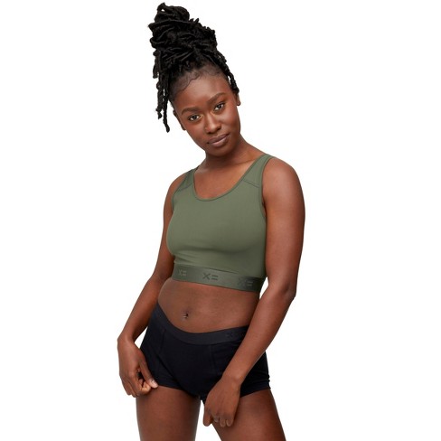 TomboyX Compression Bra, Wireless Full Coverage Medium Support Bra, (XS-6X)  Thyme Medium