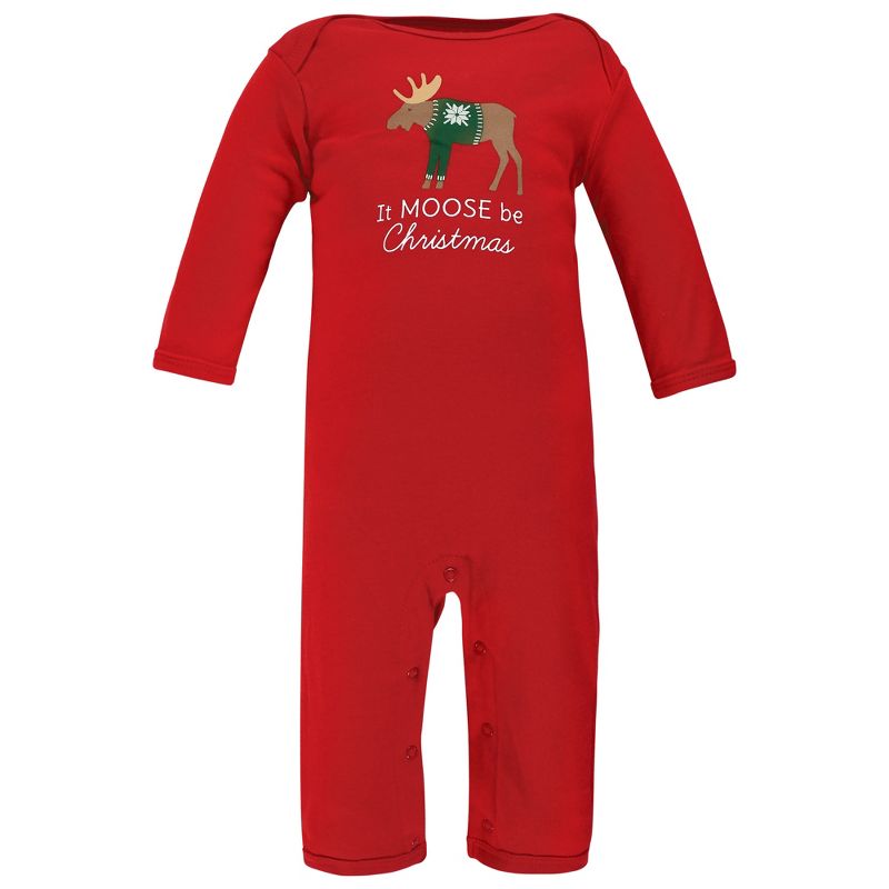 Hudson Baby Infant Boy Cotton Coveralls, Moose Be Christmas, 4 of 7