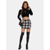EXLURA Womens Button Bodycon Mini Skirt Sexy Night Club High Waist Elastic Y2K Fall Winter Plaid Skirts - 3 of 4