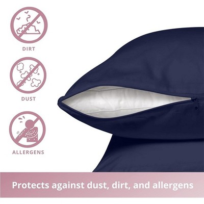Navy King Hypoallergenic Cotton Pillow Protectors with Zipper - Set of 4