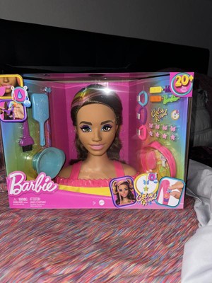 Barbie Doll Deluxe Styling Head with Color Reveal Accessories and Curly  Brown Neon Rainbow Hair, Doll Head for Hair Styling - The Black Toy Store