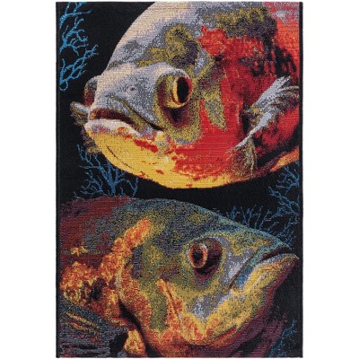 Marine Life Multi-Color Synthetic Rectangular Outdoor Rug