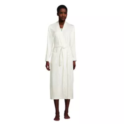 Lands' End Women's Petite Supima Cotton Long Robe - Small Petite - Ivory
