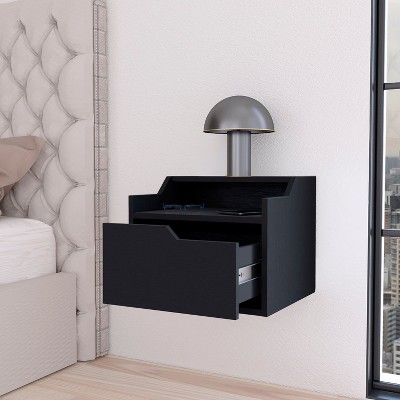 NicBex 13 inch Floating Nightstand with Drawer,Modern Side Table with Open shelf and Free Pull Design,Bedside Table for Bedroom,Living Room