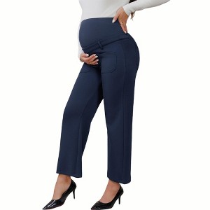 INSPIRE CHIC Women's Work Maternity Pants Business Stretchy Over the Belly Formal Pregnancy Trousers with Pockets - 1 of 4