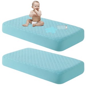 2 Pack Toddler Waterproof Crib Mattress Protectors, Quilted & Breathable Fitted Crib Pad Cover - NTBAY - 1 of 4