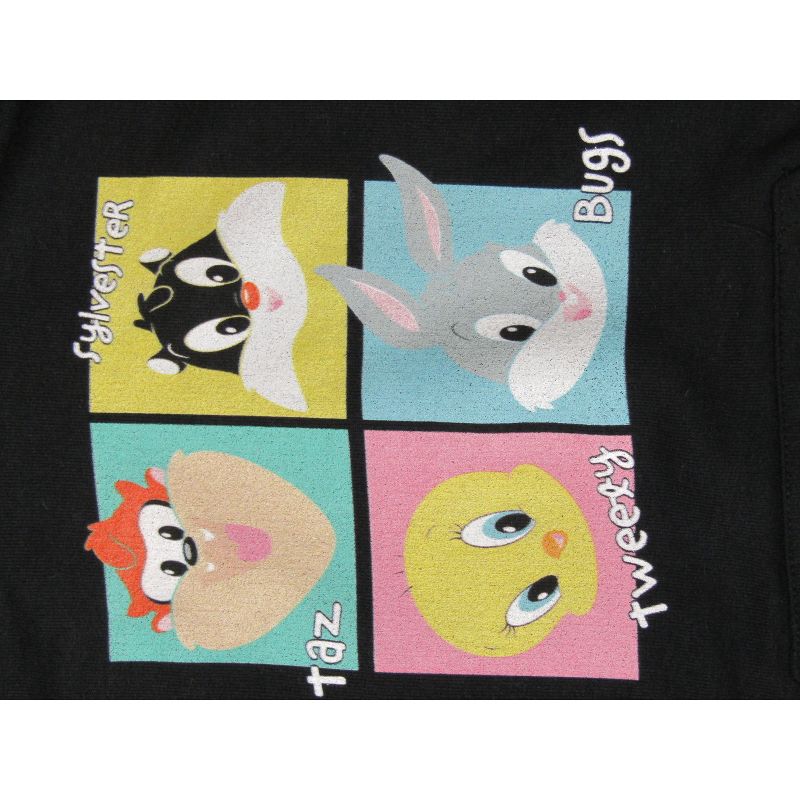 Youth Boys Looney Tunes Chibi Characters Color Block Black Hooded Sweatshirt, 2 of 3