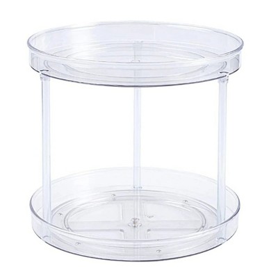 LunaLulinlk Clear Turntable Organizer 2-Tier 360-Degree Rotating Cabinet Lazy Susan Organizers Spinning Spice Containers