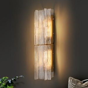 CityFurn 2-Light Modern 30" Gold Large Clear Glass Wall Sconces with Water Ripple - 1 of 4