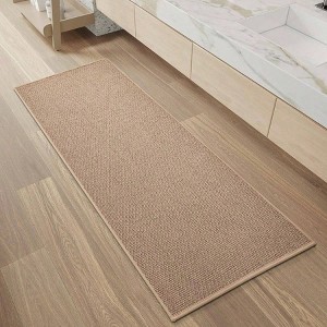 Non - Slip Bath - Mats Bathroom Rubber - Backing Braided Absorbent Washable Rug Fit Under Door Quick Dry Floor 24x47 Beige - 1 of 4