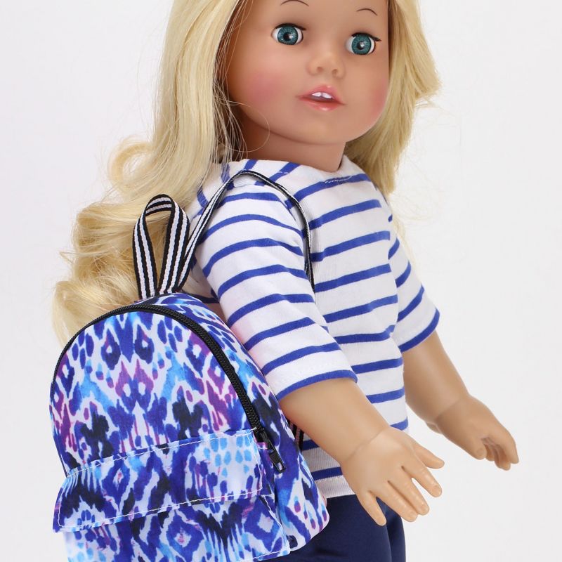Sophia’s Doll-Sized Backpack in Ikat Print for 18 Inch Doll, Blue, 5 of 6
