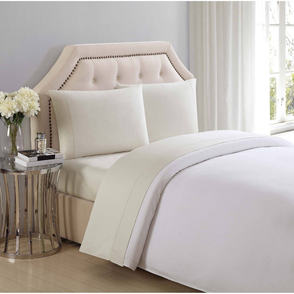 Photos - Bed Linen King 310 Thread Count Solid Cotton Sheet Set Almond Milk - Charisma
